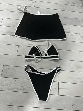 3pc WILO Black & White Swim Coverup Skirt - WILO